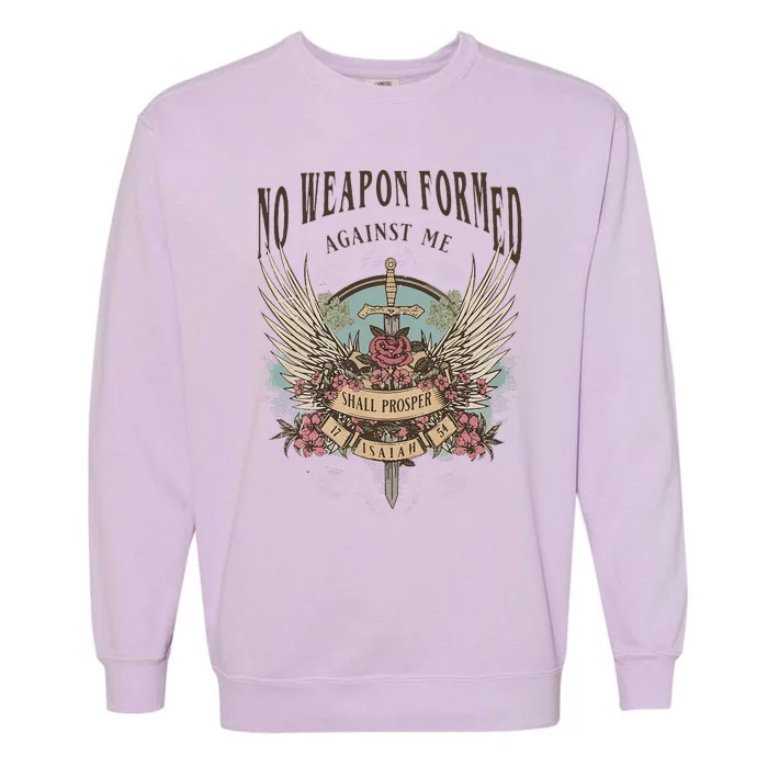 Boho No Weapon Formed Against Me Shall Prosper Christian Garment-Dyed Sweatshirt