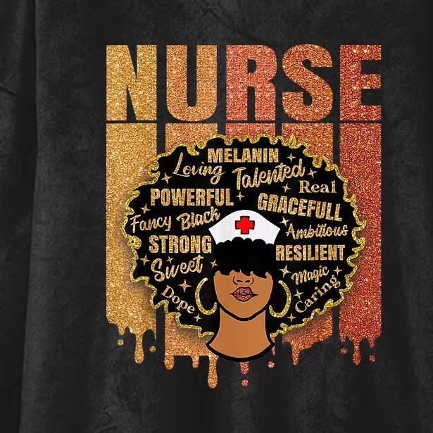 Black Nurse Woman Girl African Melanin Cute Nurse Juneteenth Gift African Pride Hooded Wearable Blanket