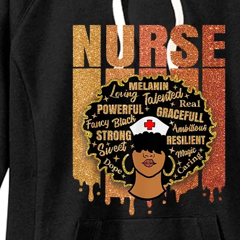 Black Nurse Woman Girl African Melanin Cute Nurse Juneteenth Gift African Pride Women's Fleece Hoodie