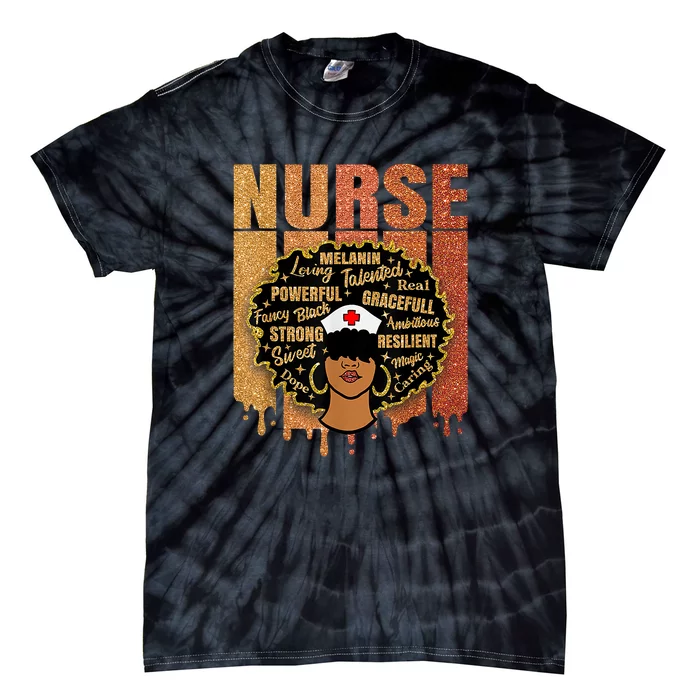 Black Nurse Woman Girl African Melanin Cute Nurse Juneteenth Gift African Pride Tie-Dye T-Shirt