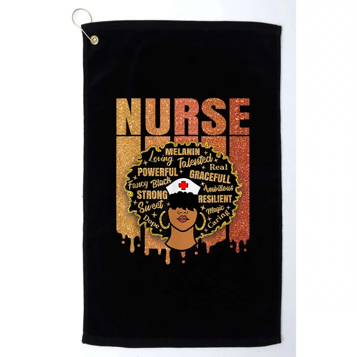 Black Nurse Woman Girl African Melanin Cute Nurse Juneteenth Gift African Pride Platinum Collection Golf Towel