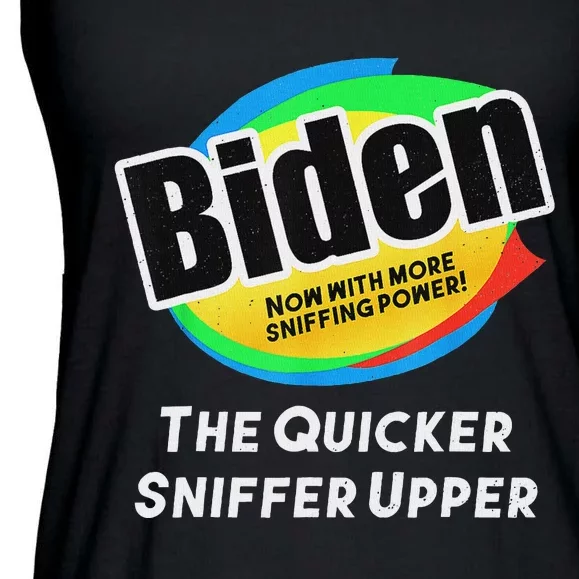 Biden Now With More Sniffing Power Satirical Design Ladies Essential Flowy Tank