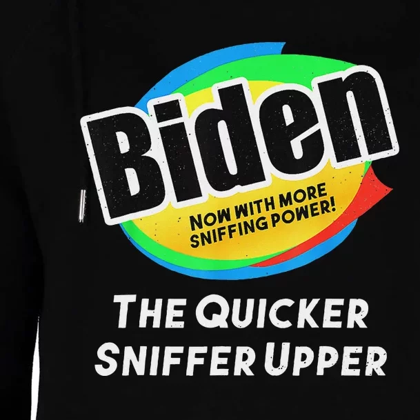 Biden Now With More Sniffing Power Satirical Design Womens Funnel Neck Pullover Hood