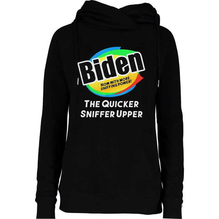 Biden Now With More Sniffing Power Satirical Design Womens Funnel Neck Pullover Hood