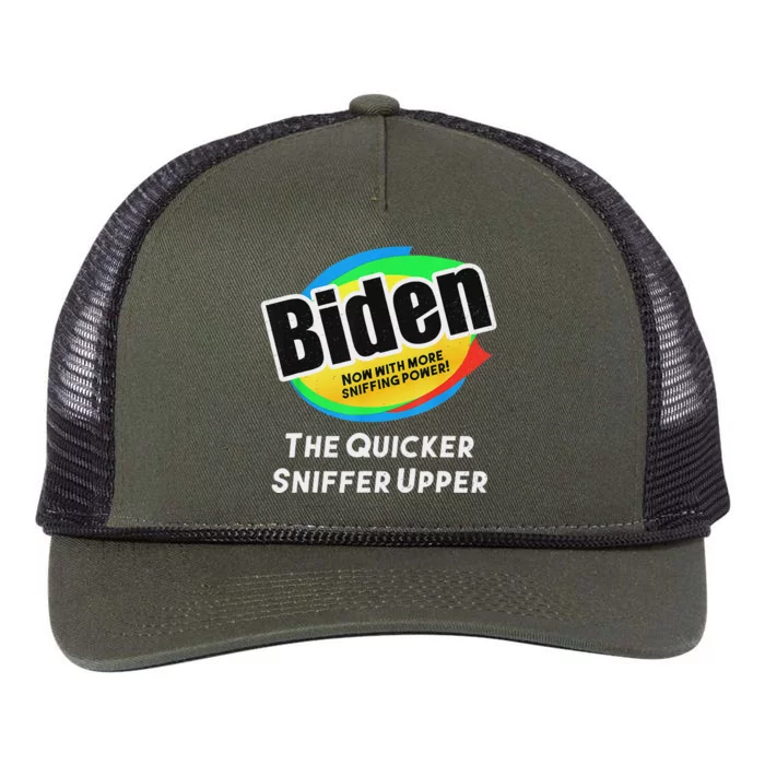 Biden Now With More Sniffing Power Satirical Design Retro Rope Trucker Hat Cap