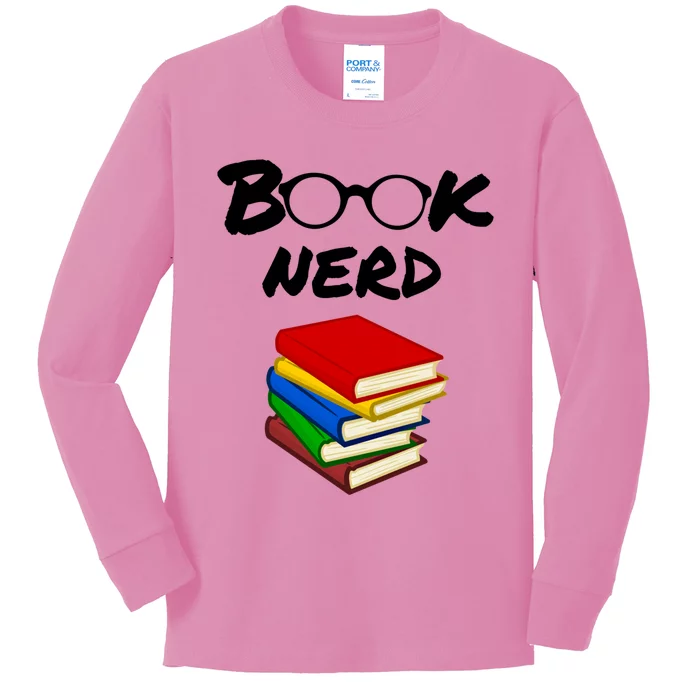 Book Nerd With Books Gift Kids Long Sleeve Shirt