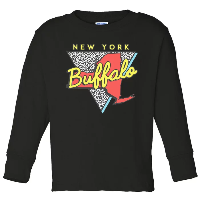 Buffalo New York Vintage Triangle Toddler Long Sleeve Shirt