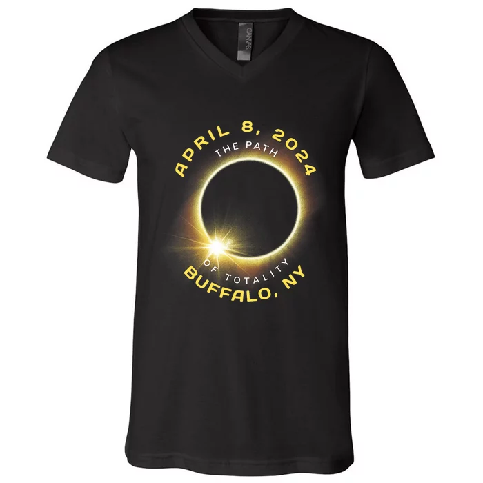 Buffalo New York Solar Eclipse Totality April 8 2024 V-Neck T-Shirt