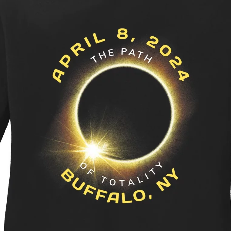 Buffalo New York Solar Eclipse Totality April 8 2024 Ladies Long Sleeve Shirt