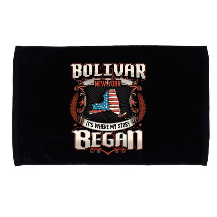 Bolivar New York Usa Flag 4th Of July Cute Gift Microfiber Hand Towel