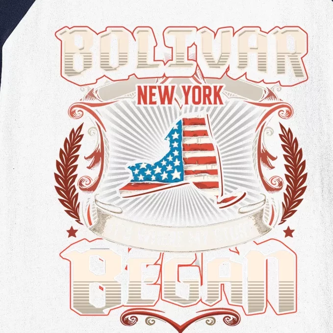 Bolivar New York Usa Flag 4th Of July Cute Gift Baseball Sleeve Shirt