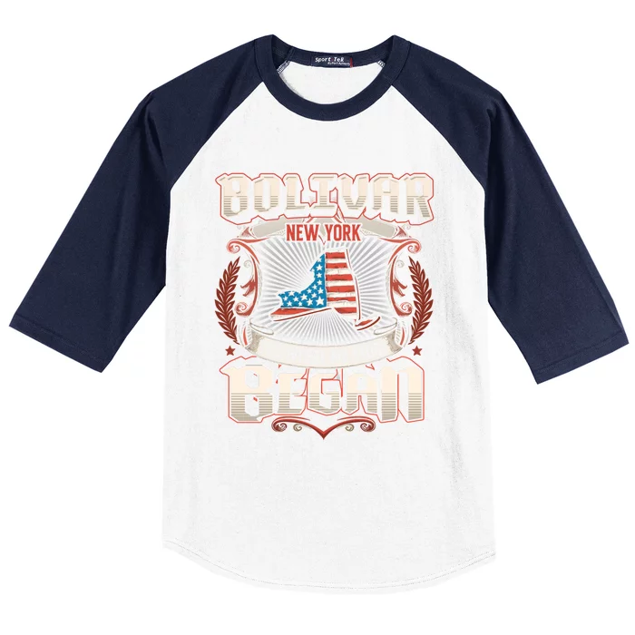 Bolivar New York Usa Flag 4th Of July Cute Gift Baseball Sleeve Shirt