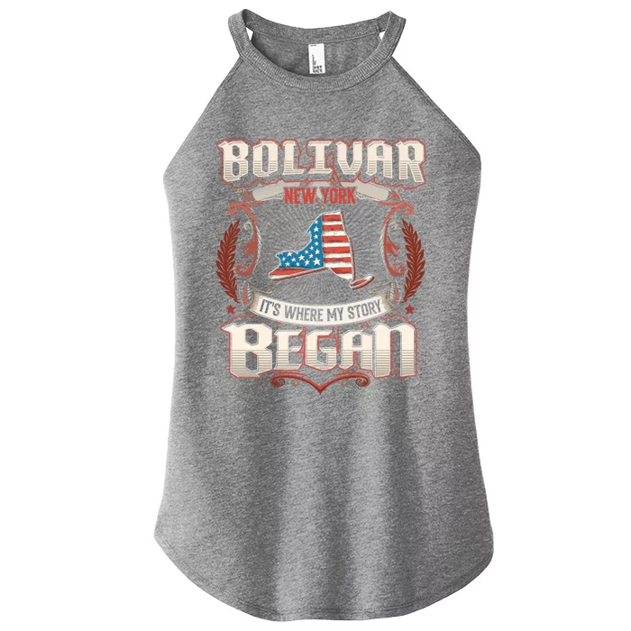 Bolivar New York Usa Flag 4th Of July Cute Gift Women’s Perfect Tri Rocker Tank