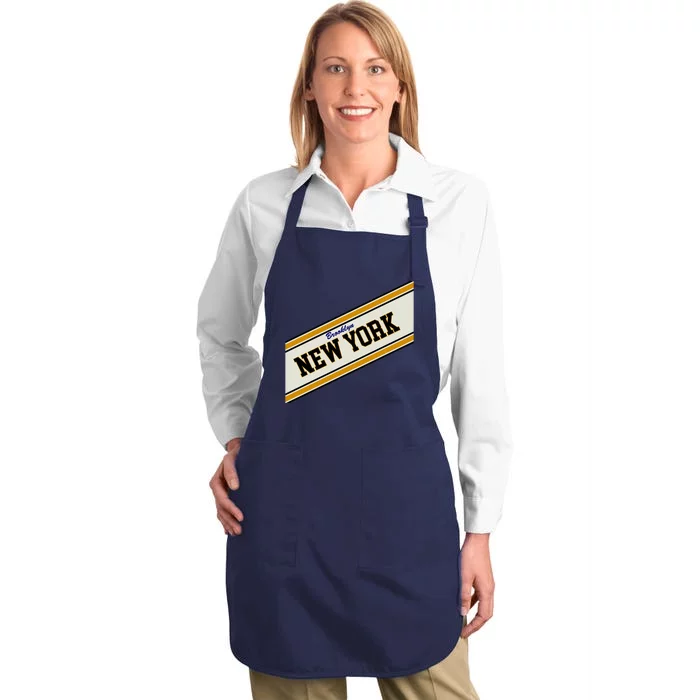 Brooklyn New York Varsity Logo Full-Length Apron With Pocket