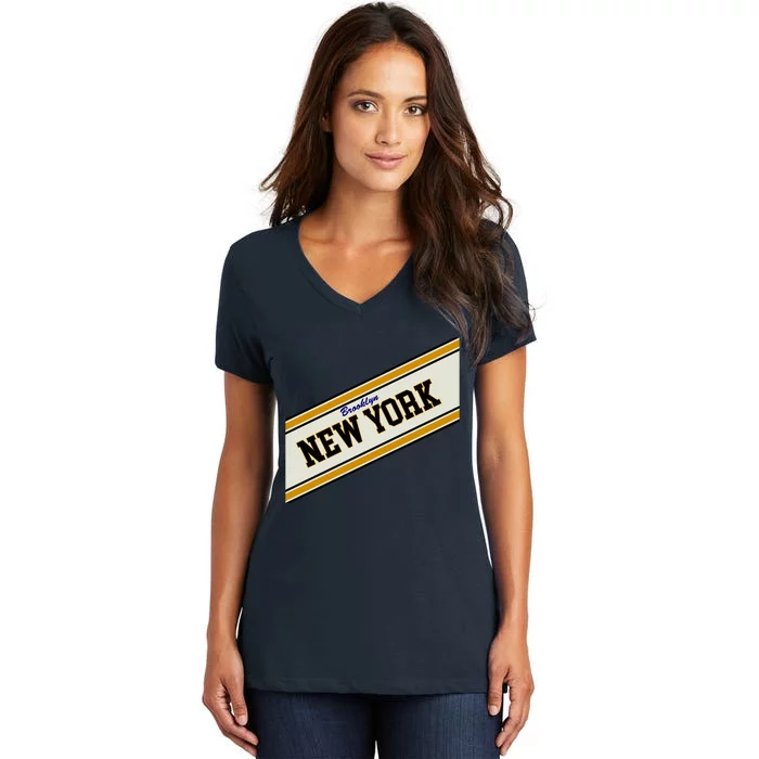 Brooklyn New York Varsity Logo Women's V-Neck T-Shirt