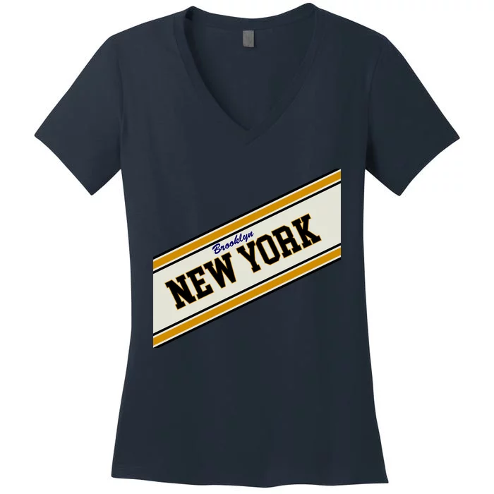 Brooklyn New York Varsity Logo Women's V-Neck T-Shirt