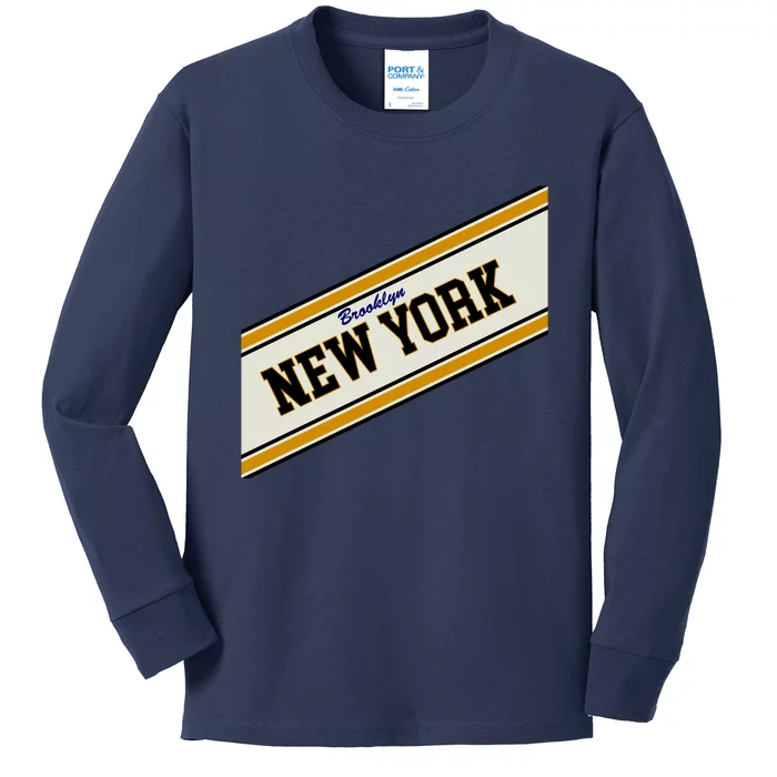 Brooklyn New York Varsity Logo Kids Long Sleeve Shirt