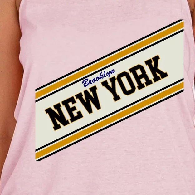 Brooklyn New York Varsity Logo Women's Knotted Racerback Tank