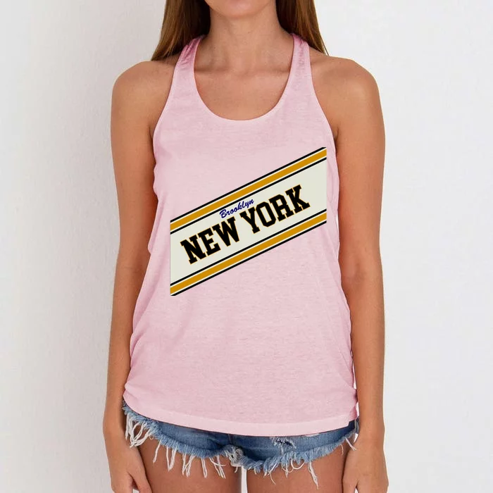 Brooklyn New York Varsity Logo Women's Knotted Racerback Tank