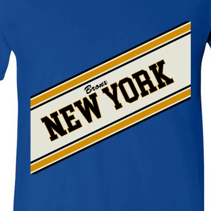 Bronx New York Varsity Logo V-Neck T-Shirt