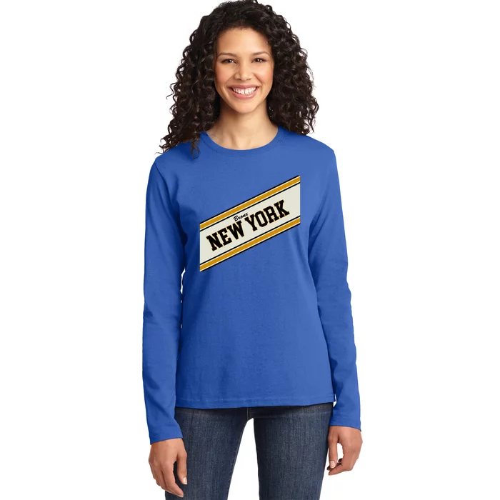 Bronx New York Varsity Logo Ladies Long Sleeve Shirt