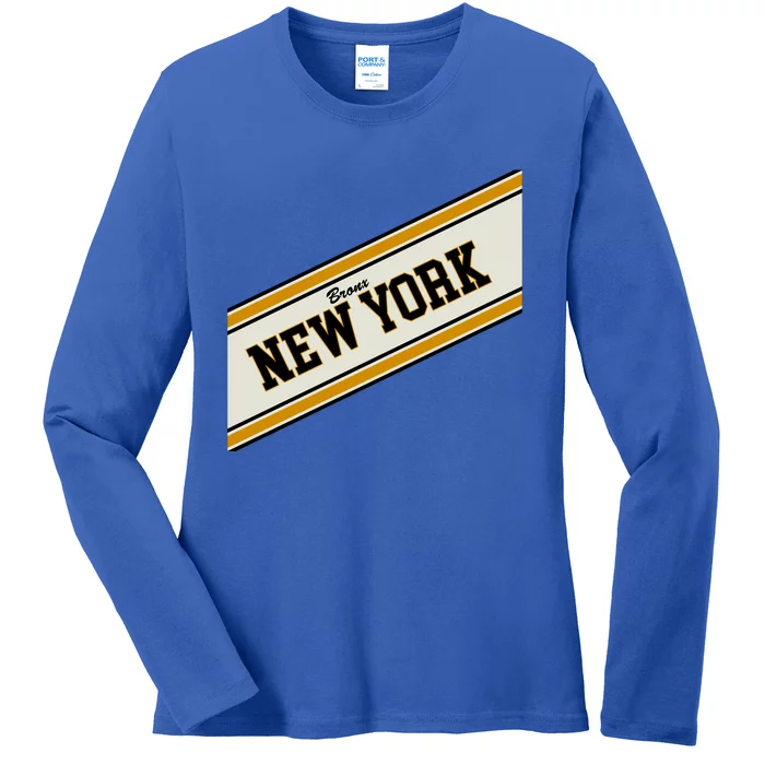 Bronx New York Varsity Logo Ladies Long Sleeve Shirt