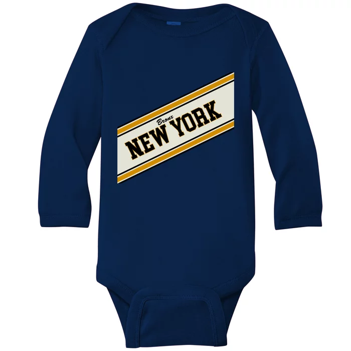 Bronx New York Varsity Logo Baby Long Sleeve Bodysuit