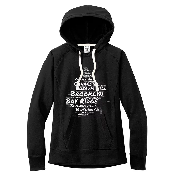 Brooklyn New York Neighborhoods Word Cloud Brooklyn Women's Fleece Hoodie