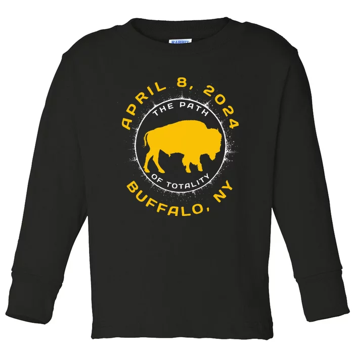 Buffalo New York Solar Eclipse April 8 2024 Totality Toddler Long Sleeve Shirt