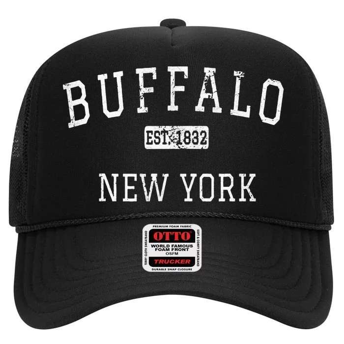 Buffalo New York Ny Vintage High Crown Mesh Trucker Hat