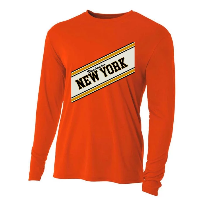 Binghamton New York Varsity Logo Cooling Performance Long Sleeve Crew