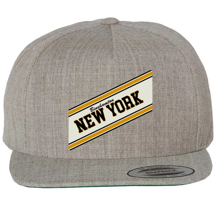 Binghamton New York Varsity Logo Wool Snapback Cap