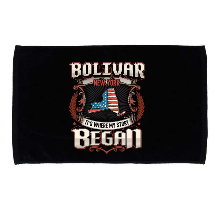 Bolivar New York Usa Flag 4th Of July Funny Gift Microfiber Hand Towel