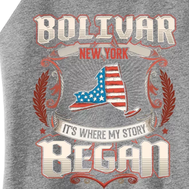 Bolivar New York Usa Flag 4th Of July Funny Gift Women’s Perfect Tri Rocker Tank