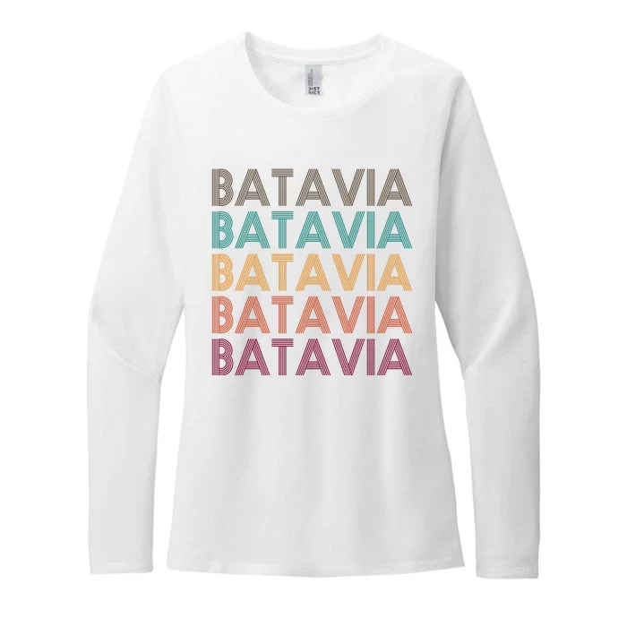 Batavia New York Retro Womens CVC Long Sleeve Shirt