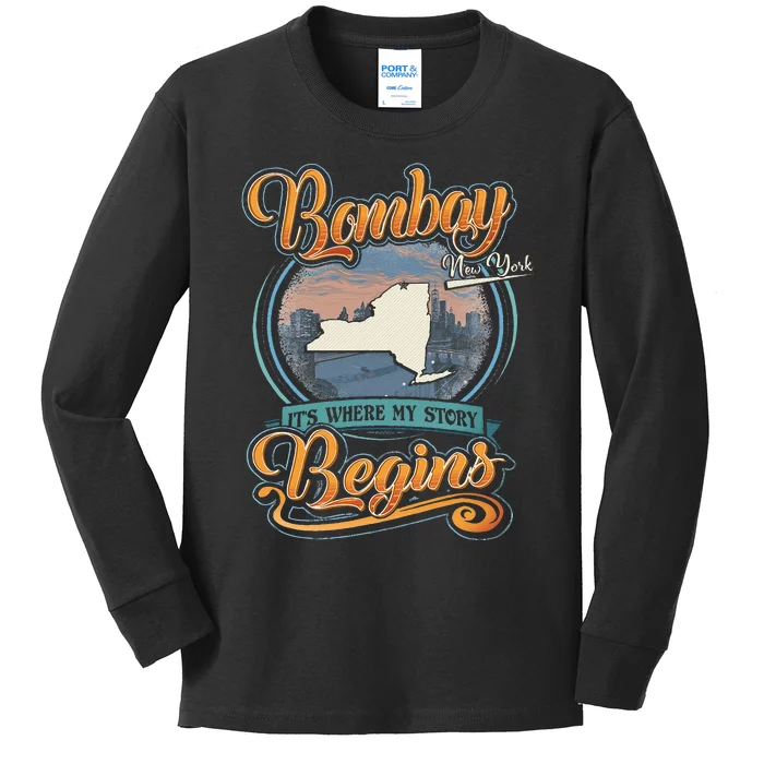 Bombay New York Hometown My Story Begins Kids Long Sleeve Shirt