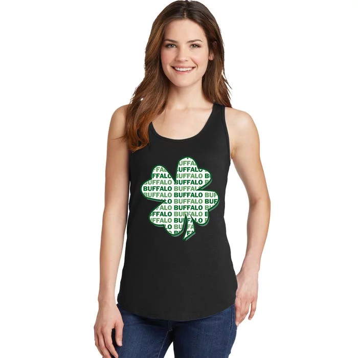 Buffalo New York St Patrick's Day 4 Leaf Clover Ladies Essential Tank