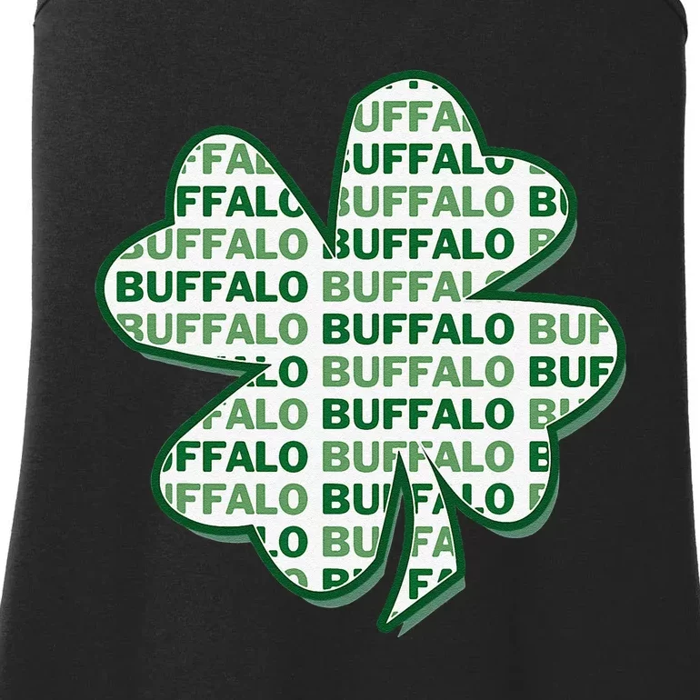 Buffalo New York St Patrick's Day 4 Leaf Clover Ladies Essential Tank