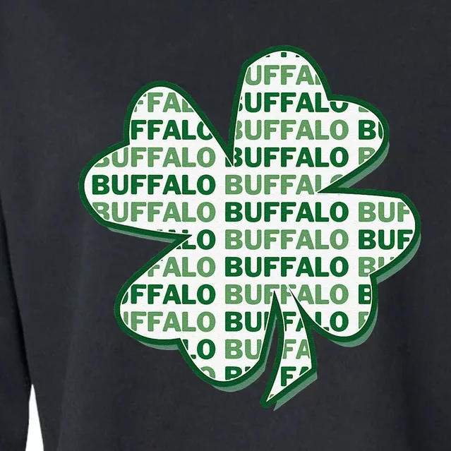 Buffalo New York St Patrick's Day 4 Leaf Clover Cropped Pullover Crew