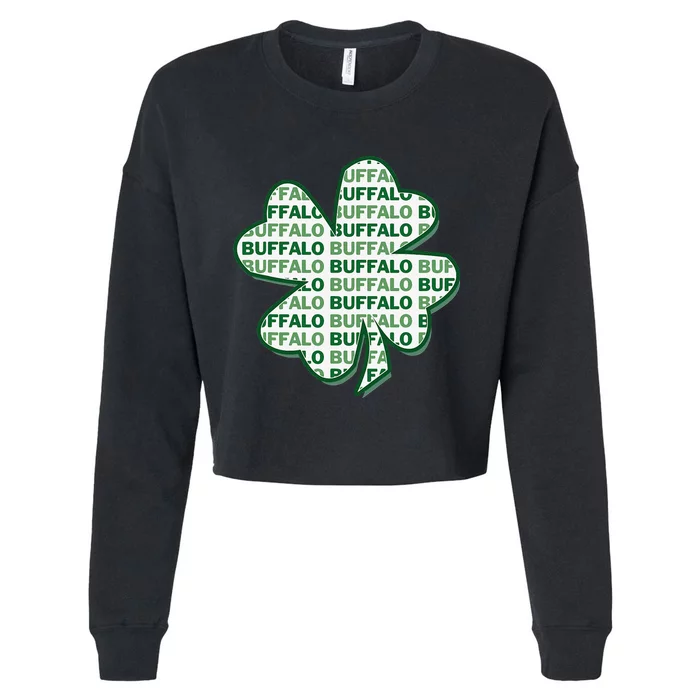 Buffalo New York St Patrick's Day 4 Leaf Clover Cropped Pullover Crew