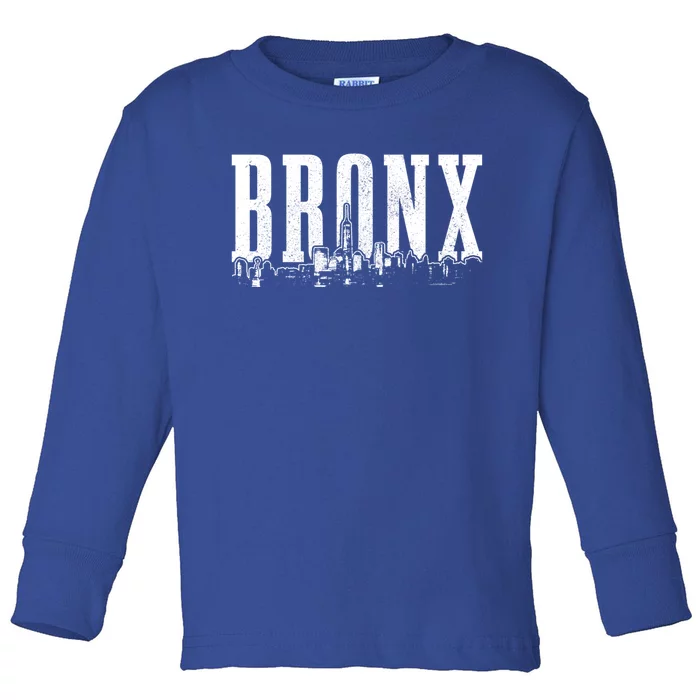 Bronx New York City Skyline Nyc Vintage Ny Cute Gift Toddler Long Sleeve Shirt