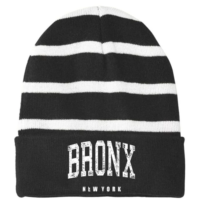 Bronx New York Vintage Striped Beanie with Solid Band