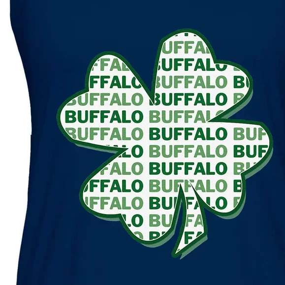 Buffalo New York St Patrick's Day 4 Leaf Clover Ladies Essential Flowy Tank