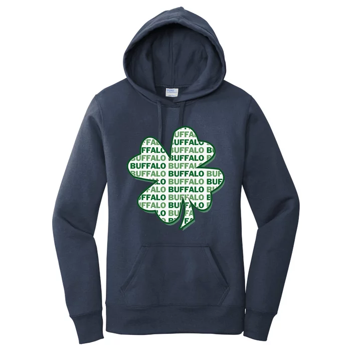 Buffalo New York St Patrick's Day 4 Leaf Clover Women's Pullover Hoodie