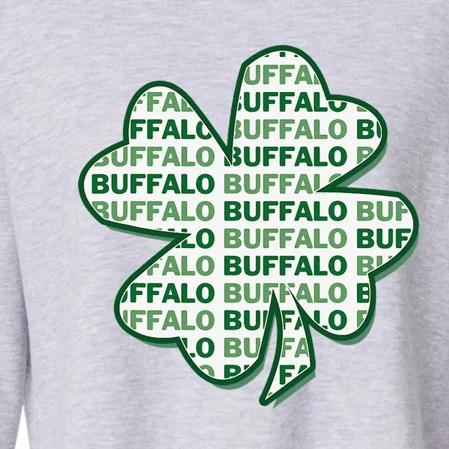 Buffalo New York St Patrick's Day 4 Leaf Clover Cropped Pullover Crew