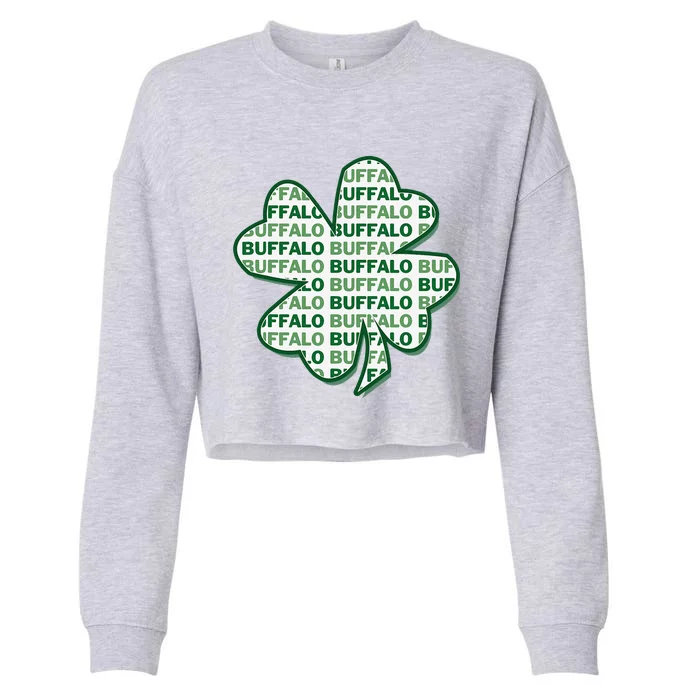 Buffalo New York St Patrick's Day 4 Leaf Clover Cropped Pullover Crew