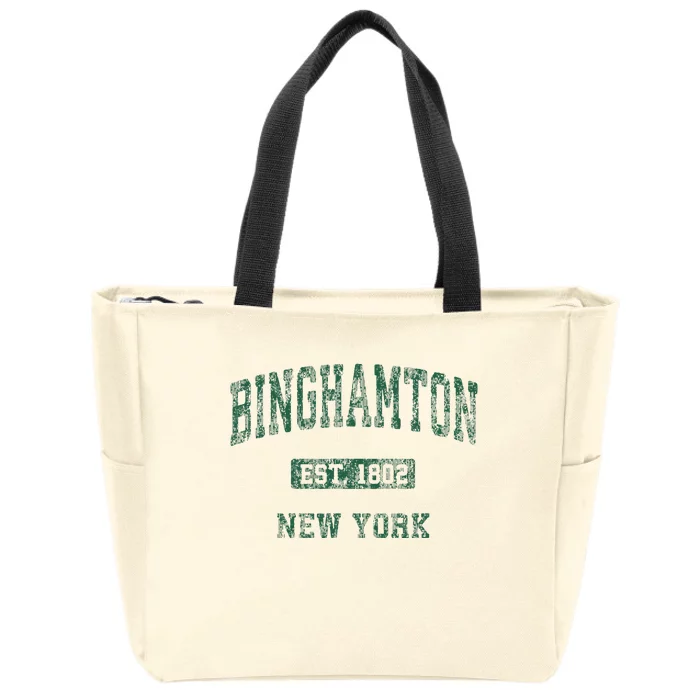 Binghamton New York Ny Vintage Athletic Zip Tote Bag