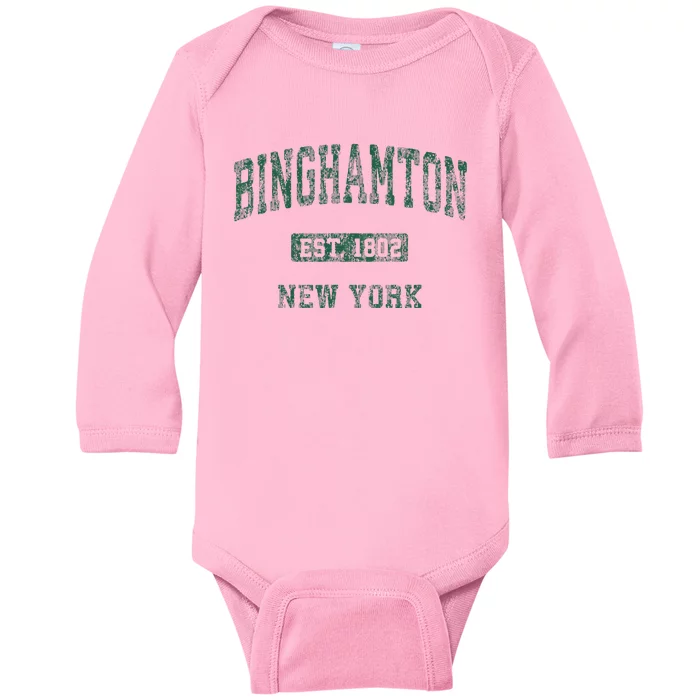 Binghamton New York Ny Vintage Athletic Baby Long Sleeve Bodysuit