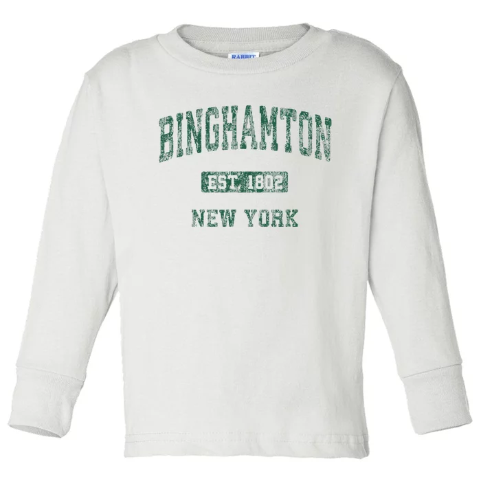 Binghamton New York Ny Vintage Athletic Toddler Long Sleeve Shirt