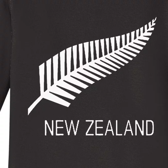 Black New Zealand Fern S Black Proud Kiwi Nz Rugby Baby Long Sleeve Bodysuit